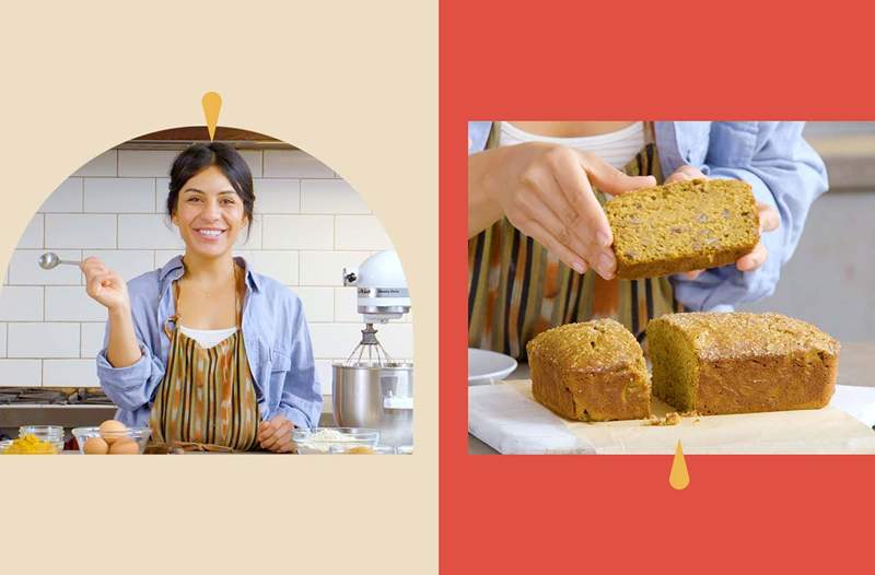 Una fetta di questo pane di pecan di zucca calda più proteina di due uova