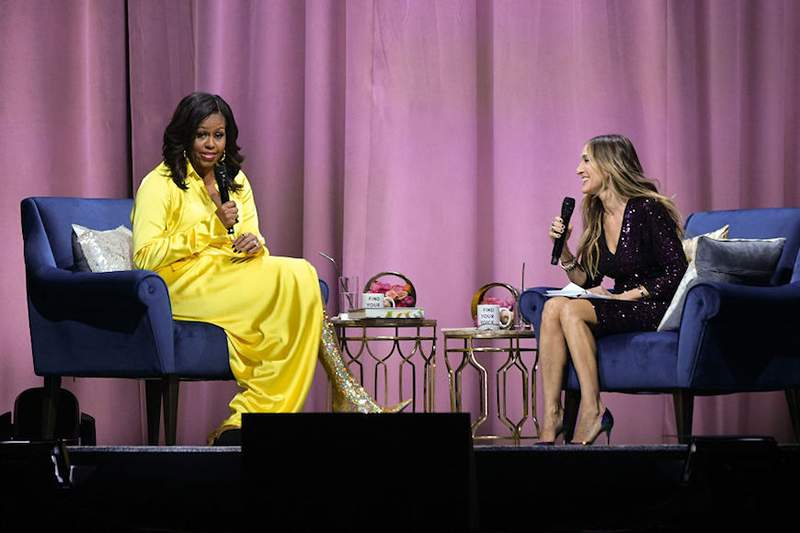 Michelle Obama'nın ışıltılı botları NYC'de verdiği bilgeliği gölgede bırakamaz